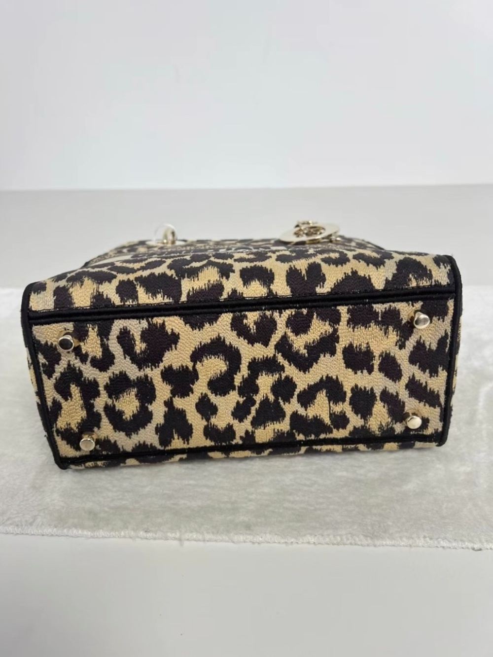 Dior Lady Dior Leopard Embroidery Medium Gold Hardware Top Handle Bag - Picture 5 of 9